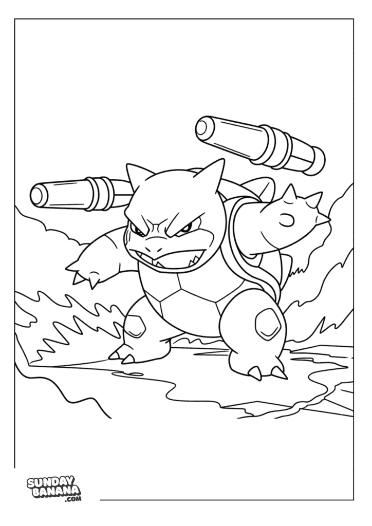 Blastoise-Fighting-Pose-Pokemon-Coloring-Page