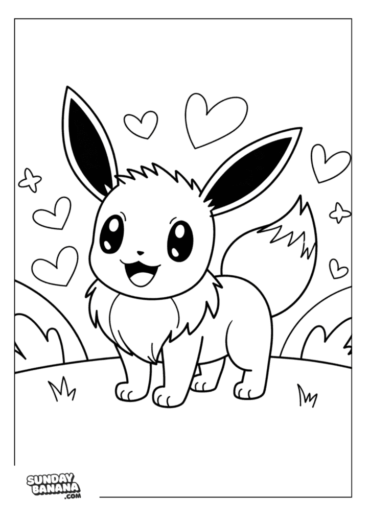 Eevee-Cute-Love-Pokemon-Coloring-Page