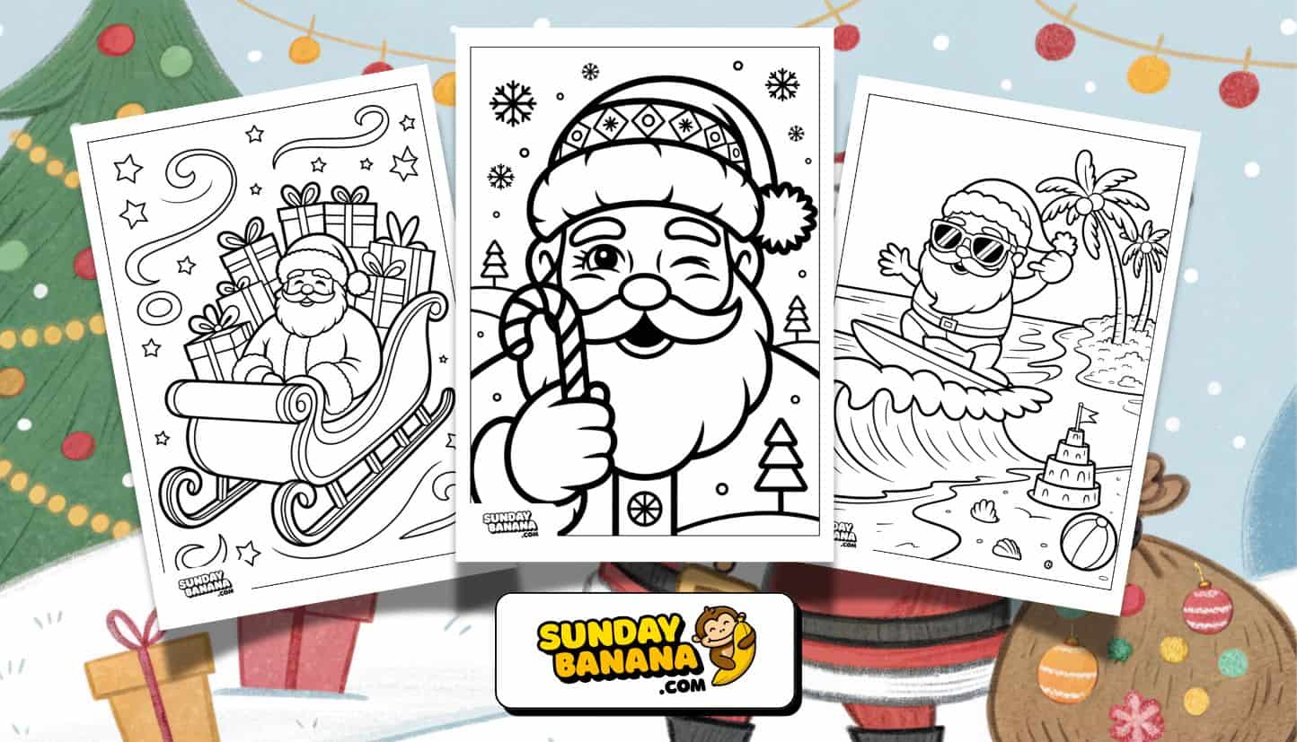 Santa Coloring Pages (39 Free PDF Printables) - Sunday Banana | Free ...